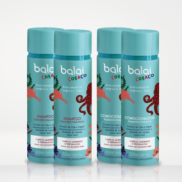 Kit 2 Shampoos e 2 Condicionadores Linha Kids Equilíbrio