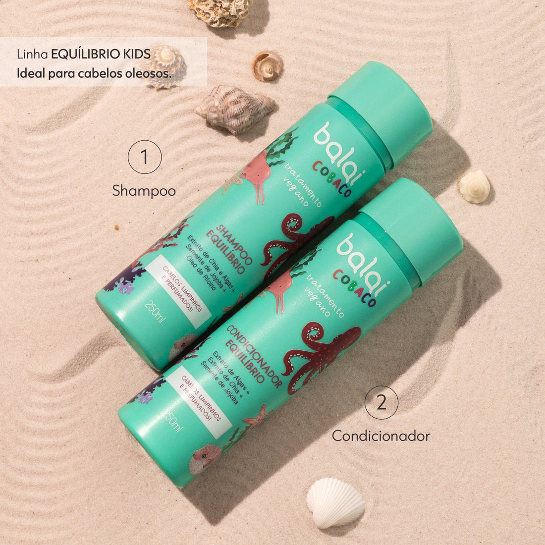 Kit 2 Shampoos e 2 Condicionadores Linha Kids Equilíbrio