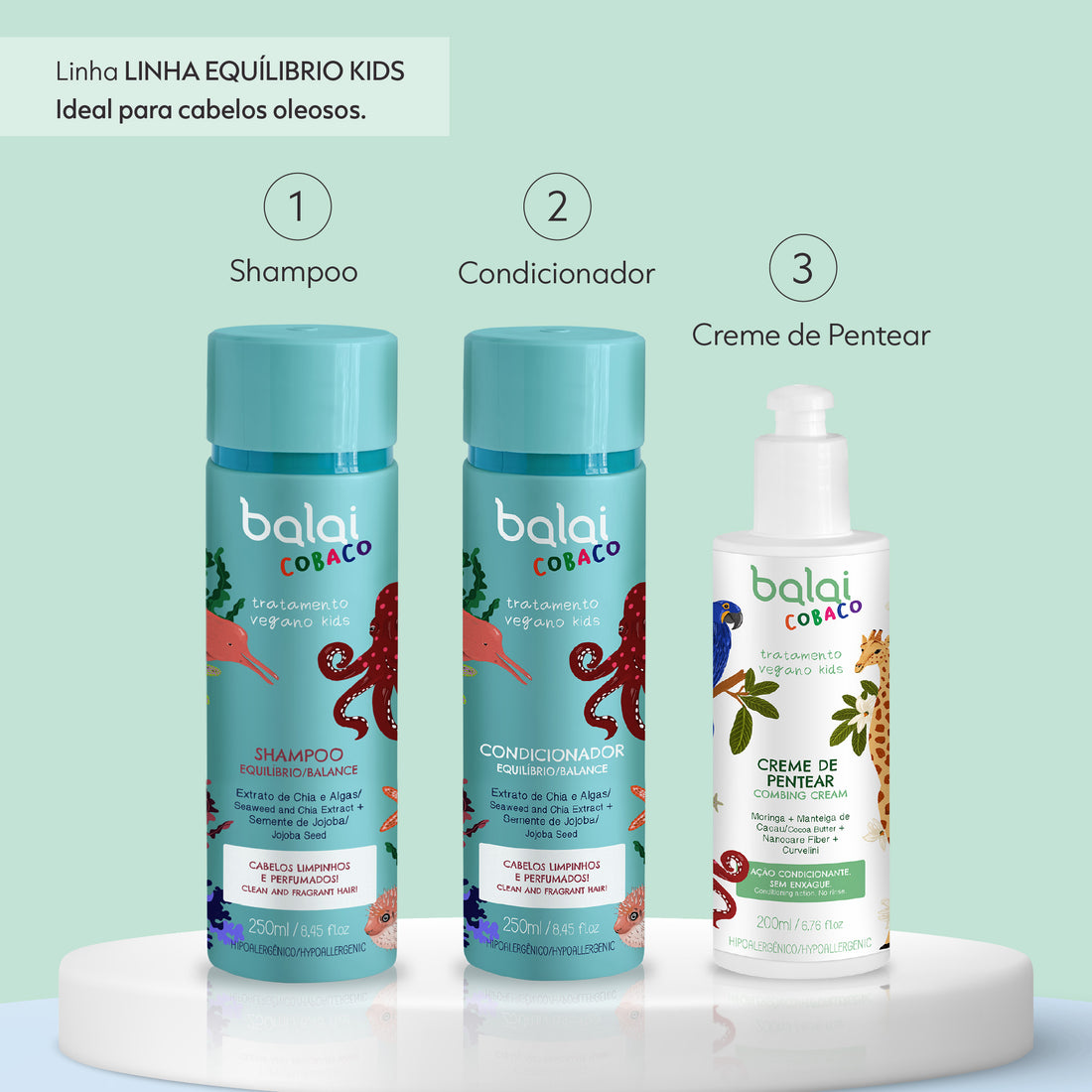 Kit 1 Condicionador, 1 Shampoo e 1 Creme de Pentear