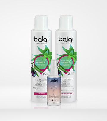 Kit 1 Shampoo, 1 Condicionador Restauração e Reparação + 1 Essential Oil Repair